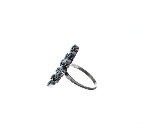 Genuine Sterling Silver Turquoise Zuni Ring Size 6-3/4 AX127230